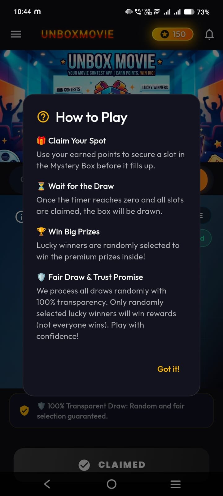 UnboxMovie mystery box how to play
